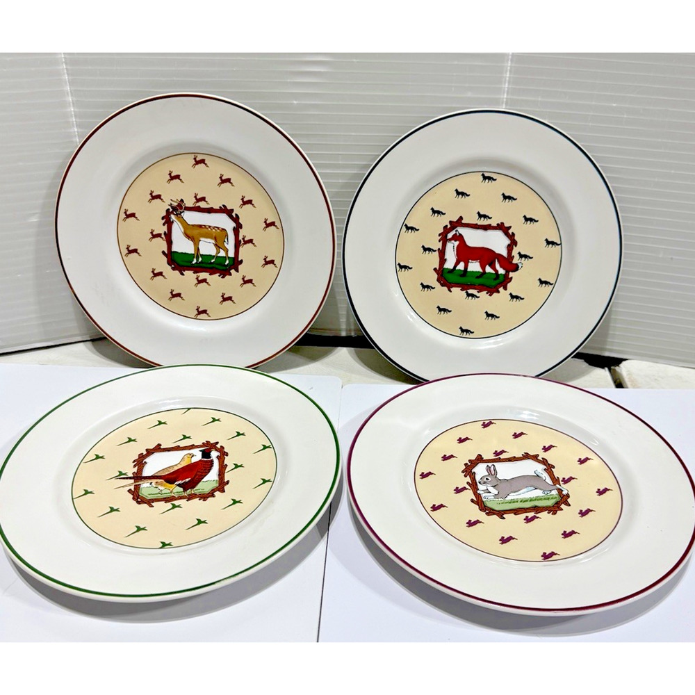 Vintage Vandor 1984 Animal Plate Set Fox Deer Rabbit Bird Pelzman Japan